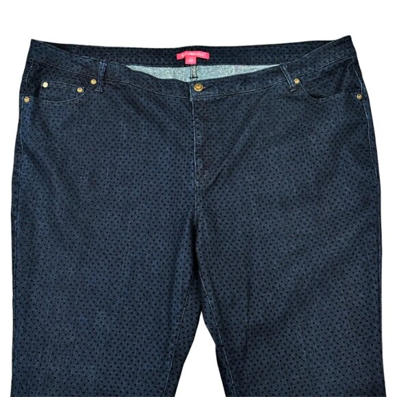 Woman Within Jeans Plus Size 26W Blue Denim Black Polka Dots Comfort Stretch - Picture 3 of 10